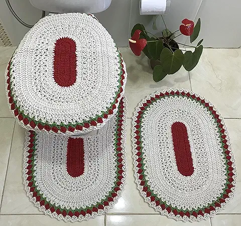 Tapete Pé do Vaso - Jogo de Banheiro Fácil, Econômico e que Vende Muito Tapetes de banheiros em crochê-Amazon