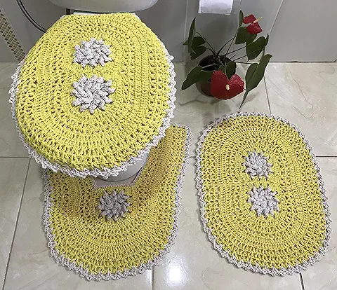 Tapete Pé do Vaso - Jogo de Banheiro Fácil, Econômico e que Vende Muito Tapetes de banheiros em crochê-Amazon