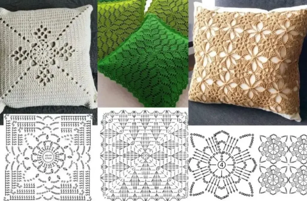 18 Almofadas de Crochê que Trazem Aconchego Instantâneo à Sua Casa Gráficos para almofadas de crochê