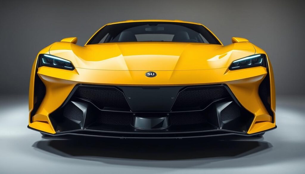 Xiaomi SU7 Ultra em exibição com detalhes aerodinâmicos visíveis