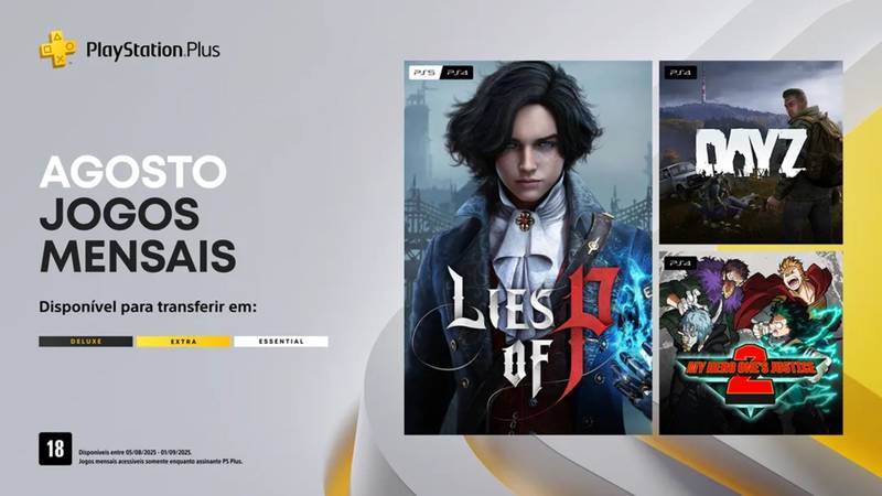 PS Plus Essential recebe Lies of P, DayZ e My Hero One’s Justice 2 a 5 de agosto - Imagem do artigo original