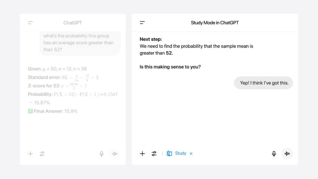 ChatGPT recebe Modo Estudo que incentiva respostas construídas pelo utilizador ChatGPT recebe Modo Estudo que incentiva respostas construídas pelo utilizador - Imagem do artigo original