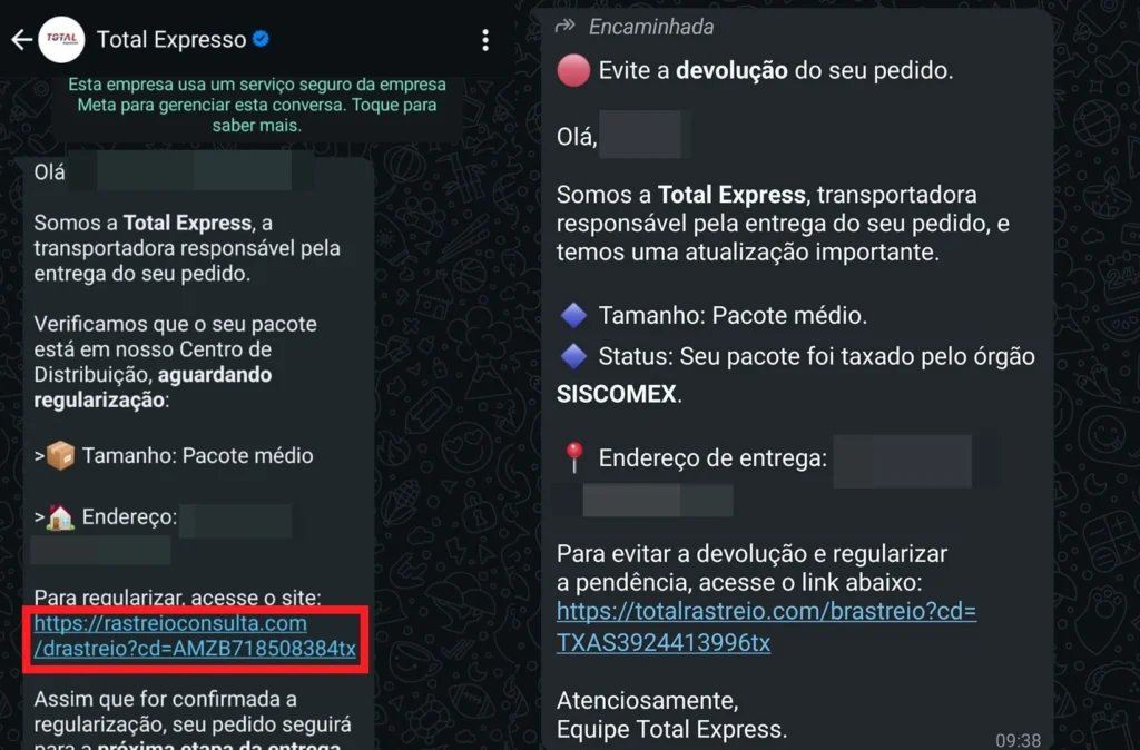 Golpe no WhatsApp usa nome da Total Express e levanta suspeitas de fuga de dados Golpe no WhatsApp usa nome da Total Express e levanta suspeitas de fuga de dados