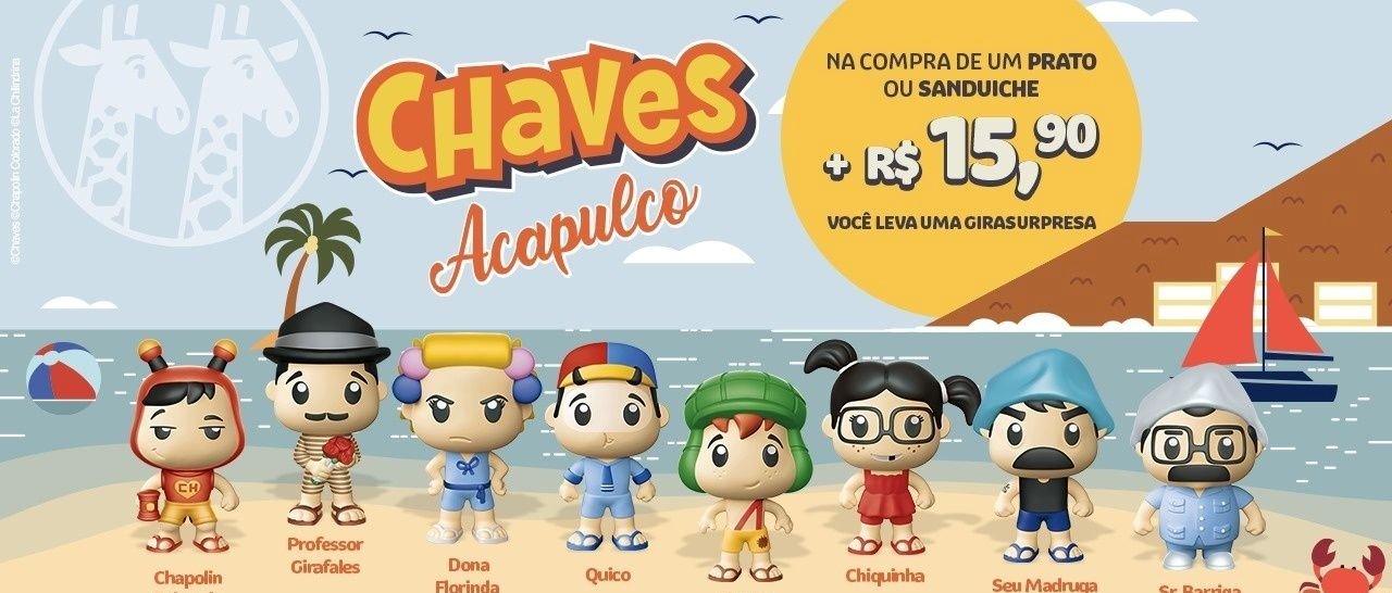 Bonecos de Chaves no Giraffas custam a partir de R$ 49,90 Bonecos de Chaves no Giraffas custam a partir de R$ 49,90 - Imagem do artigo original
