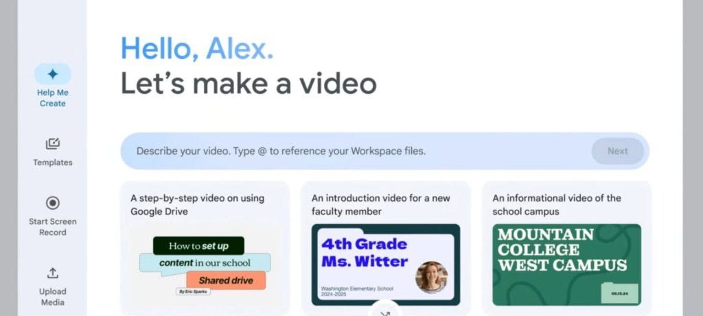 Google Vids grátis: editor de vídeo com IA liberado Google Vids grátis: editor de vídeo com IA liberado