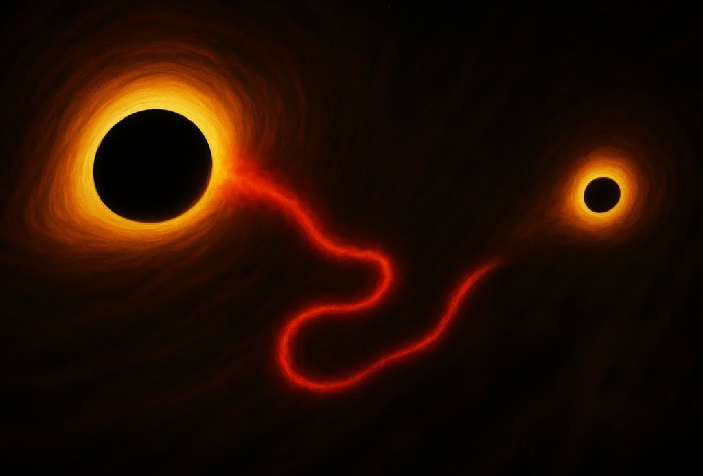 Imagem inédita revela jato de plasma “quebrado” na galáxia OJ 287 - Imagem do artigo original