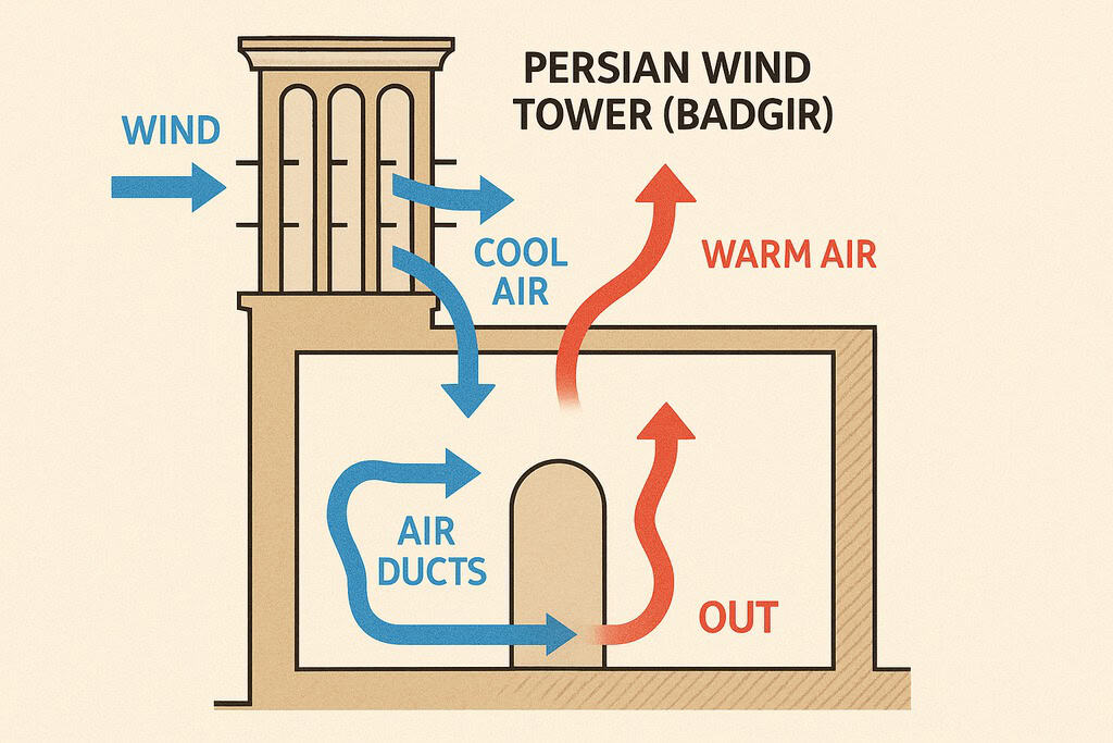Torres de vento persas mostram como refrescar casas há 2.000 anos sem eletricidade Torres de vento persas mostram como refrescar casas há 2.000 anos sem eletricidade - Imagem do artigo original