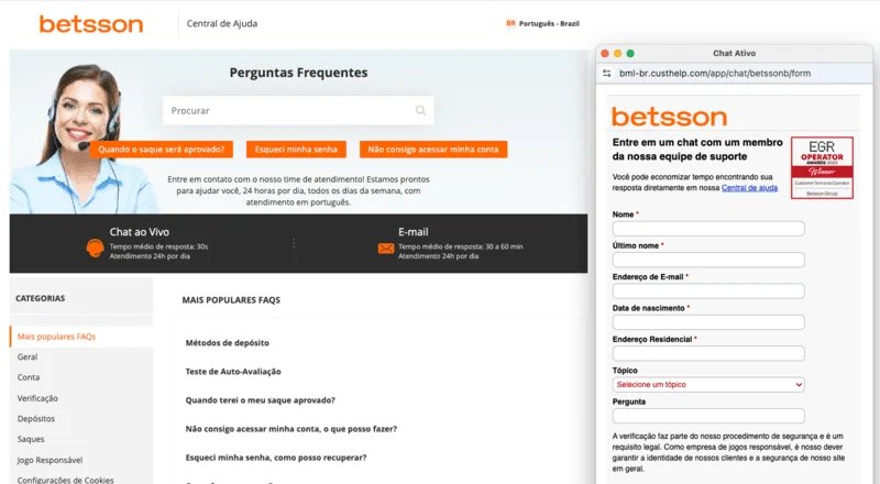 Suporte Betsson: canais oficiais de atendimento 24h Suporte Betsson: canais oficiais de atendimento 24h