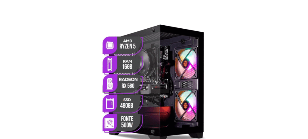 PC gamer completo Ryzen 5 e RX 580 tem preço especial PC gamer completo Ryzen 5 e RX 580 tem preço especial