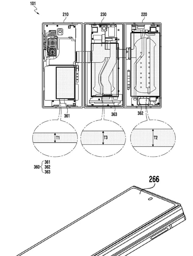 Celular de 3 telas da Samsung pode ter 3 baterias Celular de 3 telas da Samsung pode ter 3 baterias