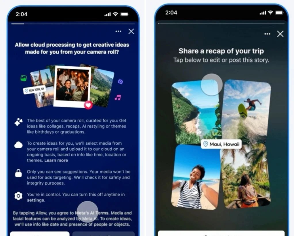 Novo recurso do Facebook usa IA para vasculhar galeria de fotos e sugerir publicações Novo recurso do Facebook usa IA para vasculhar galeria de fotos e sugerir publicações