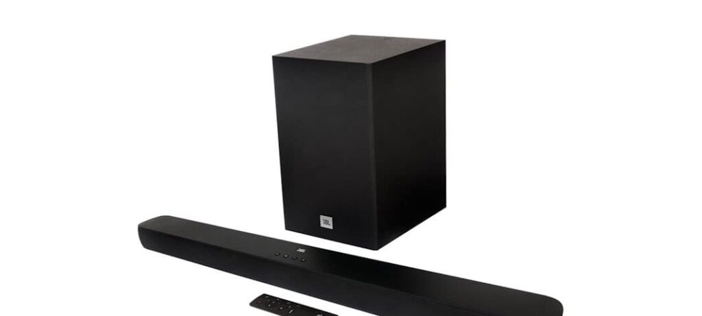 JBL Cinema SB180 integra barra 2.1 e subwoofer sem fio para 110 W de áudio envolvente em casa JBL Cinema SB180 integra barra 2.1 e subwoofer sem fio para 110 W de áudio envolvente em casa