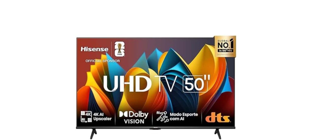 Smart TV Hisense 50A6K de 50” aposta em 4K, HDR10+ e Dolby Vision para turbinar filmes, séries e games Smart TV Hisense 50A6K de 50” aposta em 4K, HDR10+ e Dolby Vision para turbinar filmes, séries e games