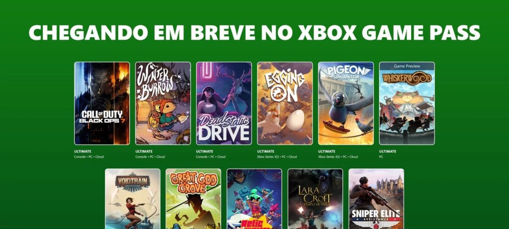 Xbox Game Pass de novembro adiciona Call of Duty: Black Ops 7 e outros 11 jogos; confira datas, plataformas e mudanças no serviço