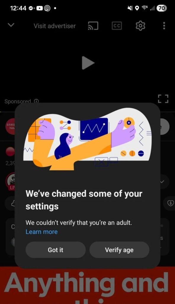 YouTube enfrenta falhas em IA de verificação de idade e limita adultos por engano YouTube enfrenta falhas em IA de verificação de idade e limita adultos por engano
