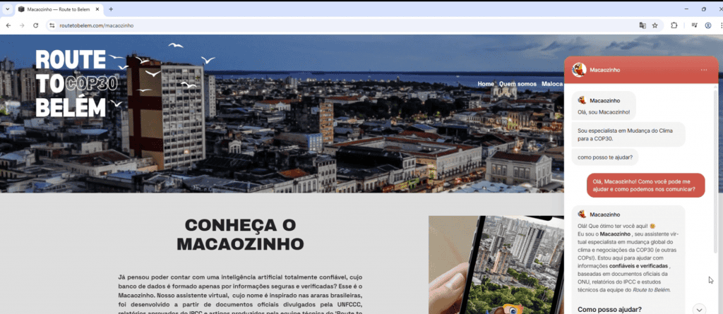Chatbot Macaozinho reúne dados da ONU e torna a COP30 um hub de informação climática confiável